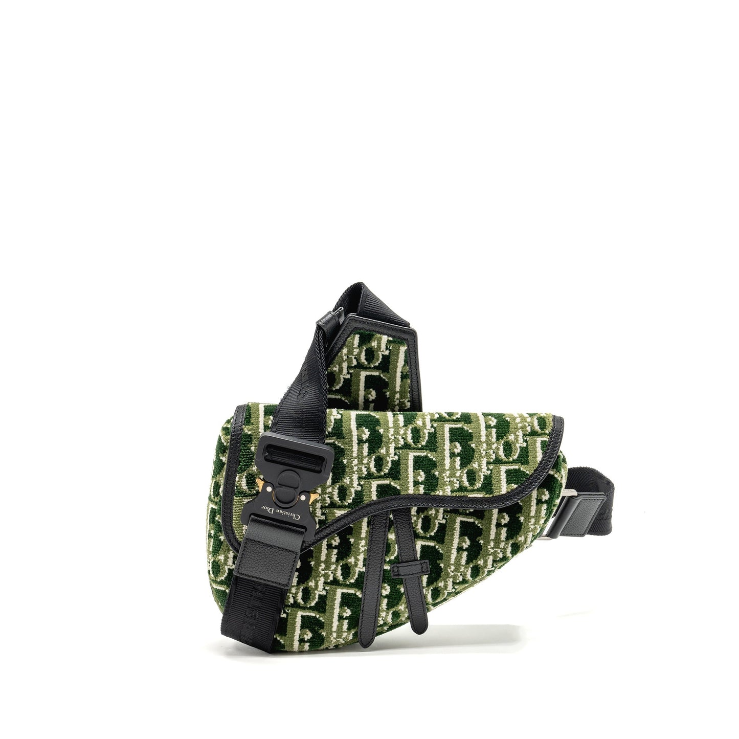 Dior men’s saddle Purse fabric dior oblique green