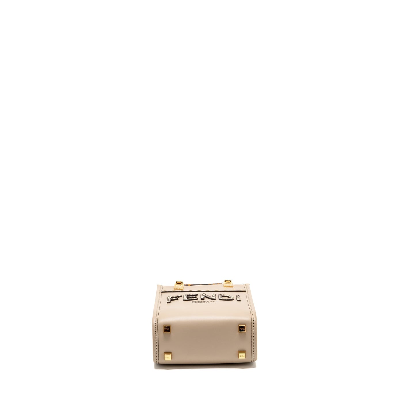 Fendi Mini Sunshine Shopper/Tote Purse Leather Light Grey