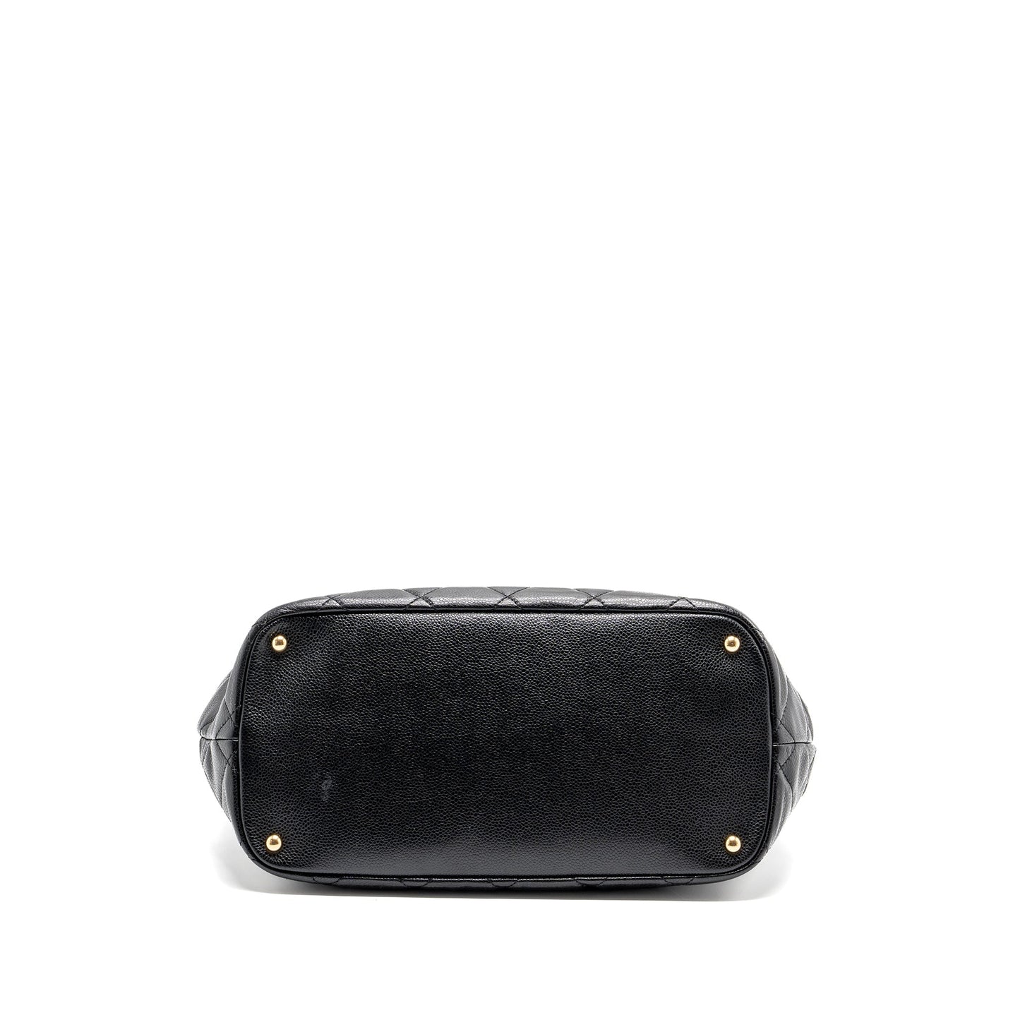 Chanel quilted shoulder shopping tote bag caviar black