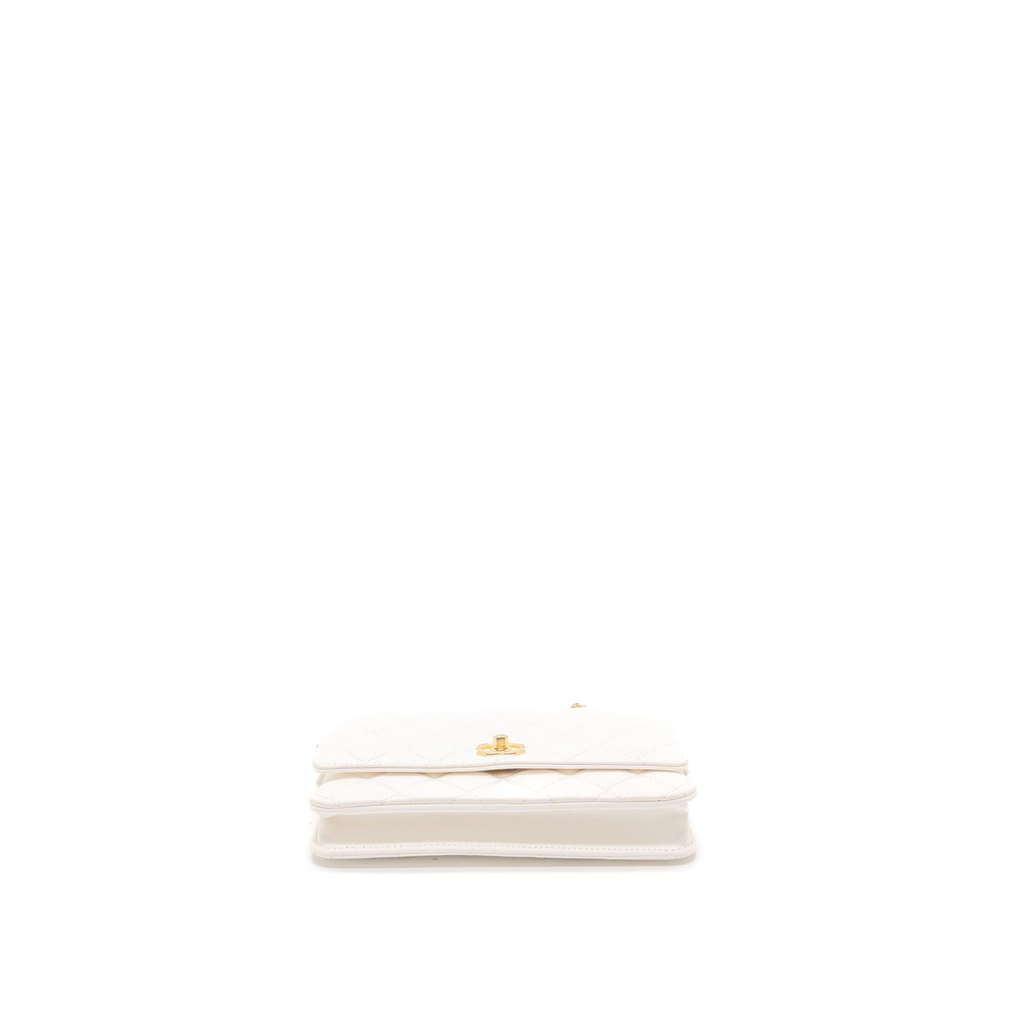 Chanel Pearl Crush Wallet on Chain Lambskin White Brushed  (Microchip)