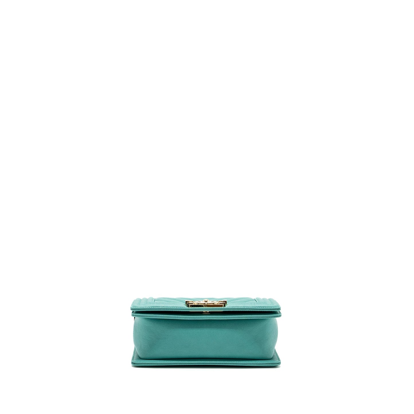 Chanel Chevron small boy bag caviar light green L