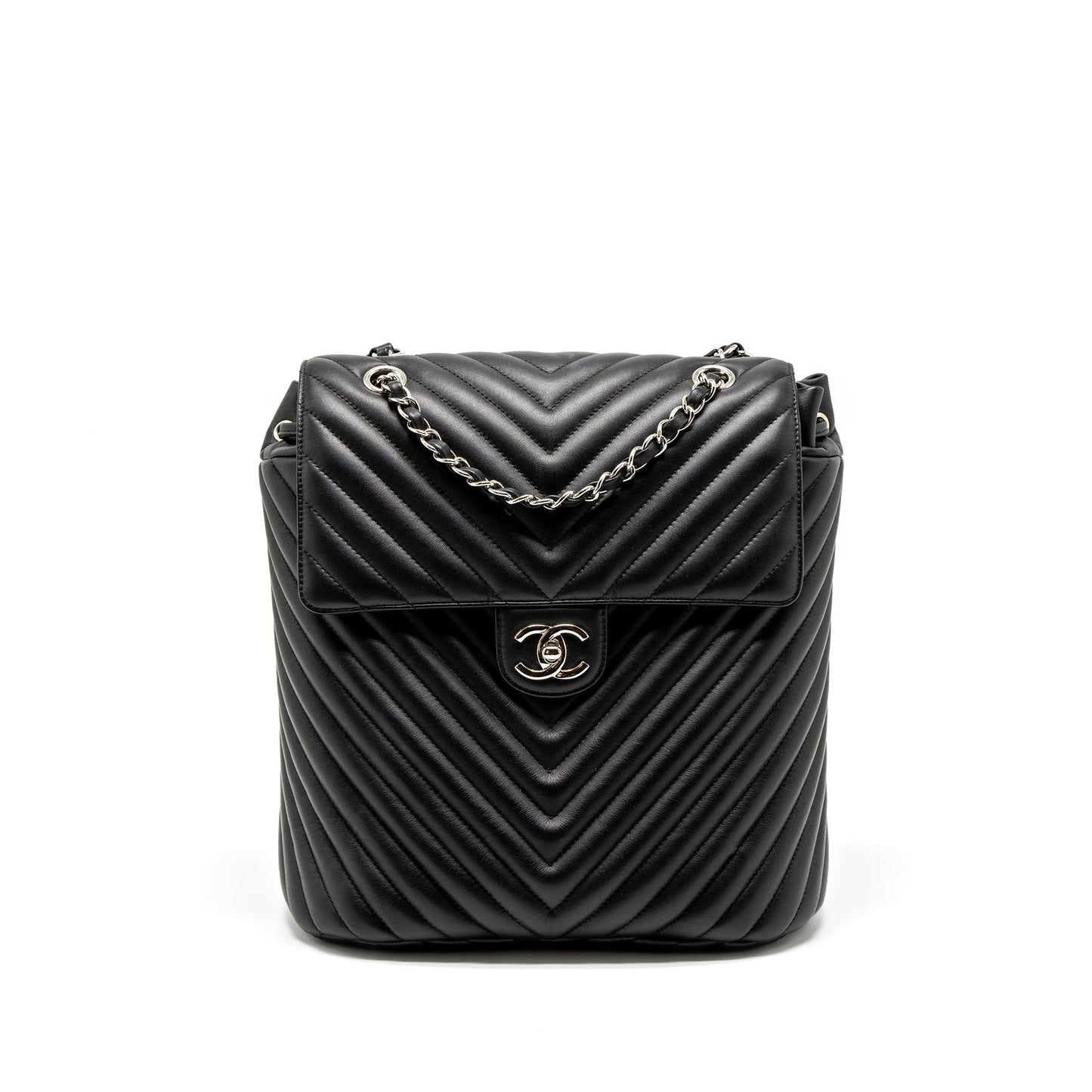 Chanel Urban Spirit Backpack Chevron Calfskin Black