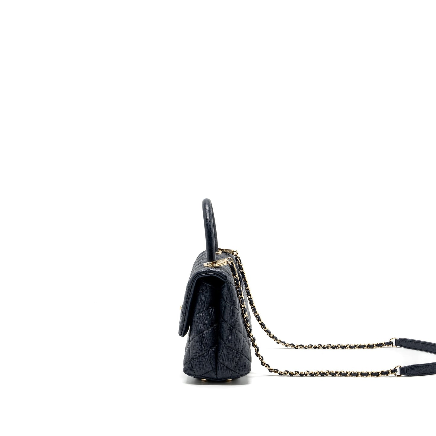 Chanel Small Coco Handle Bag Caviar Navy L