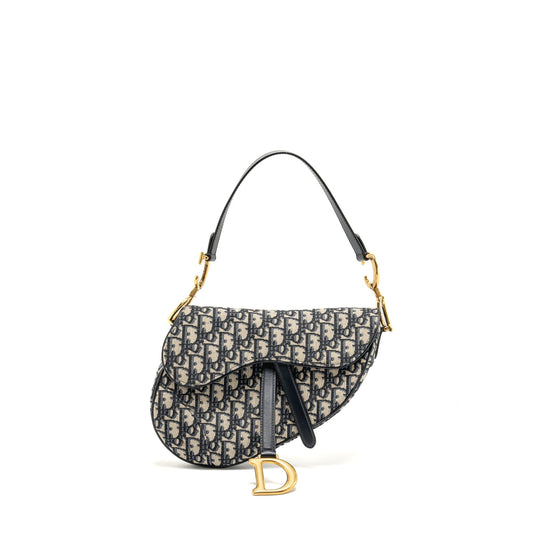 Dior Medium Saddle Purse Blue Dior Oblique Jacquard Canvas/Calfskin
