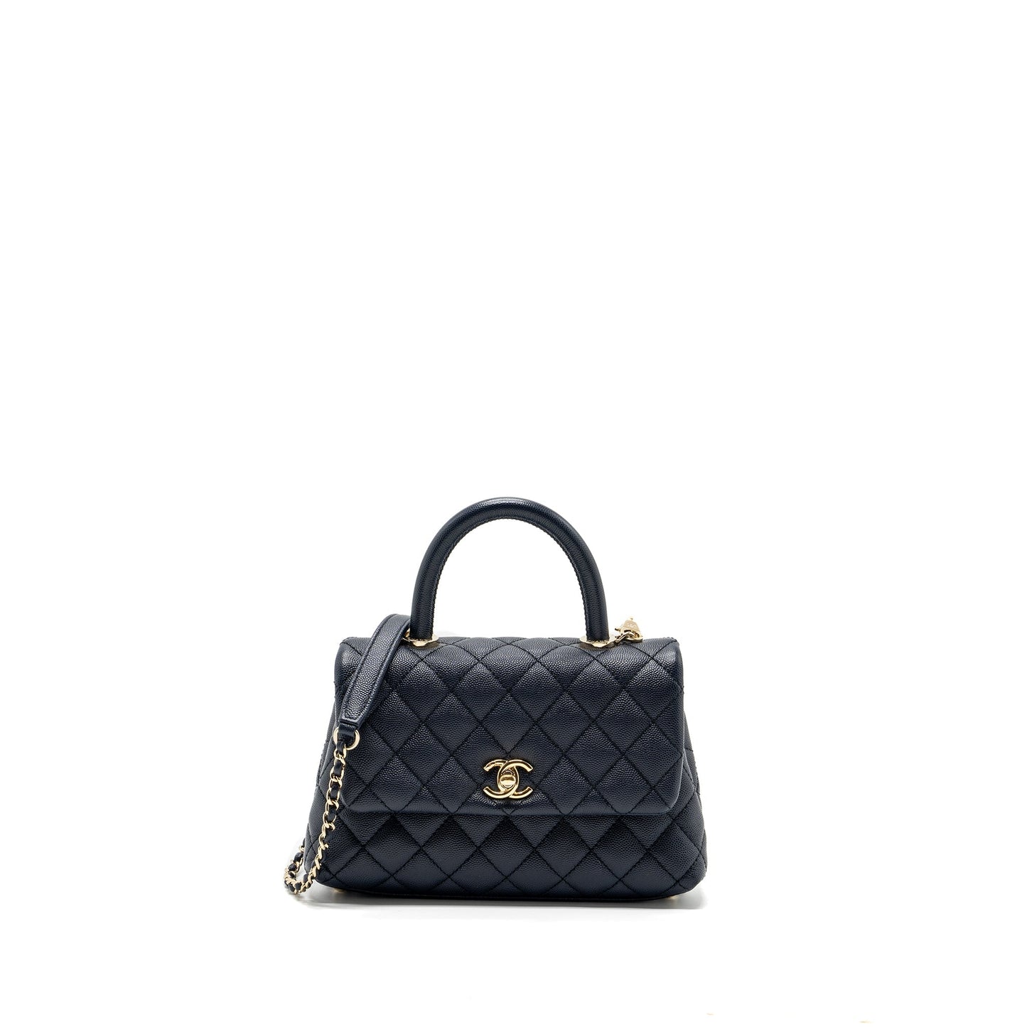 Chanel Small Coco Handle Bag Caviar Navy L