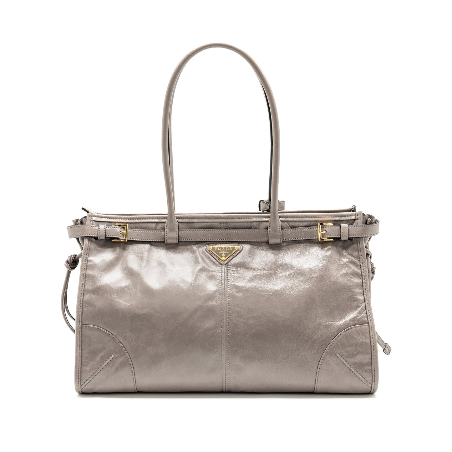 Prada Bonnie Large Handbag Calfskin Grey