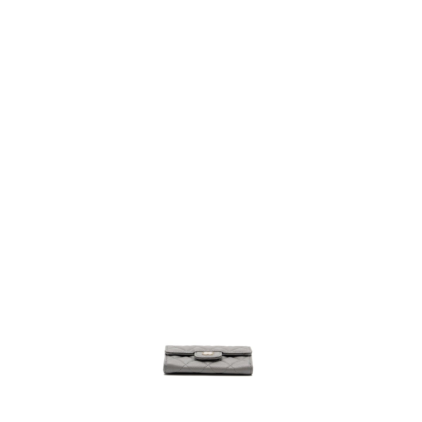 Chanel classic flap card holder caviar grey L (microchip)