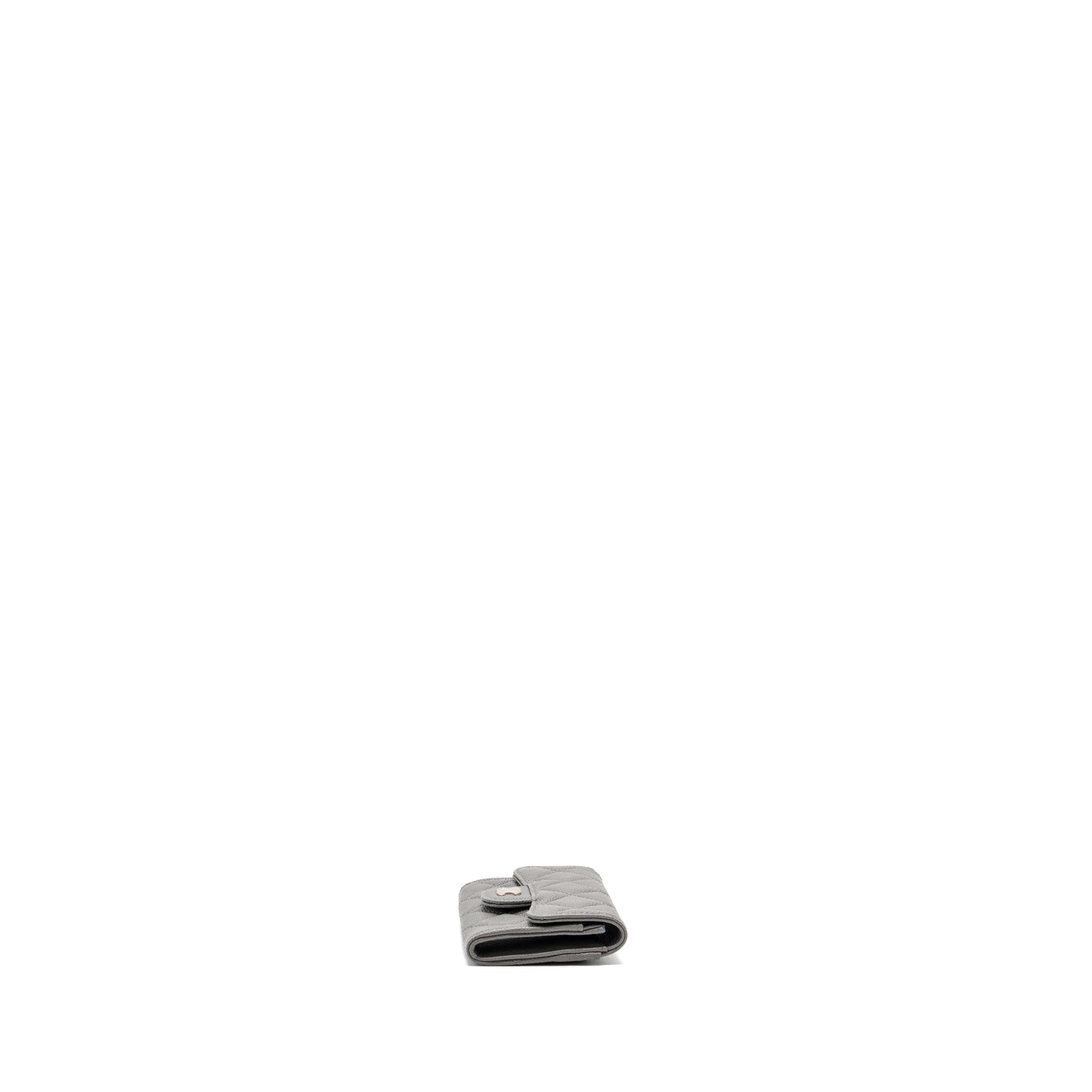 Chanel classic flap card holder caviar grey L (microchip)