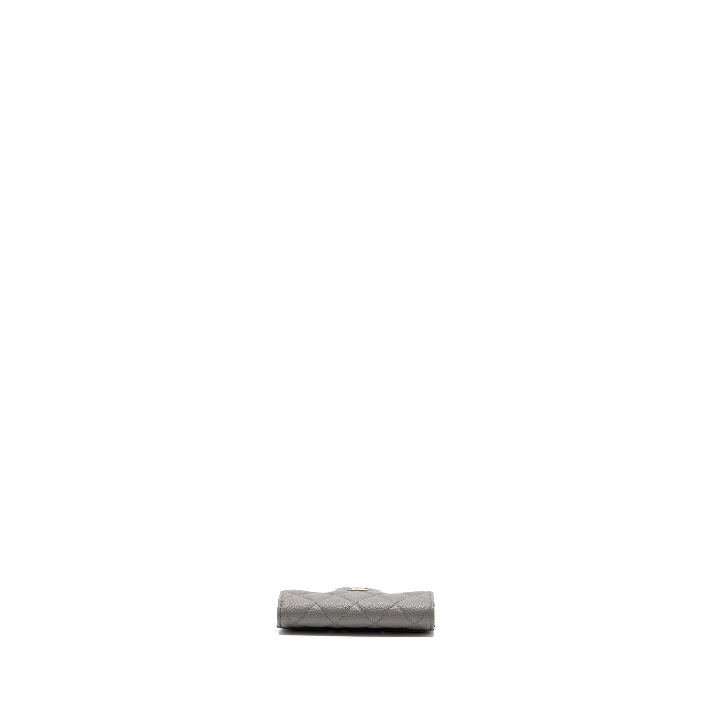 Chanel classic flap card holder caviar grey L (microchip)