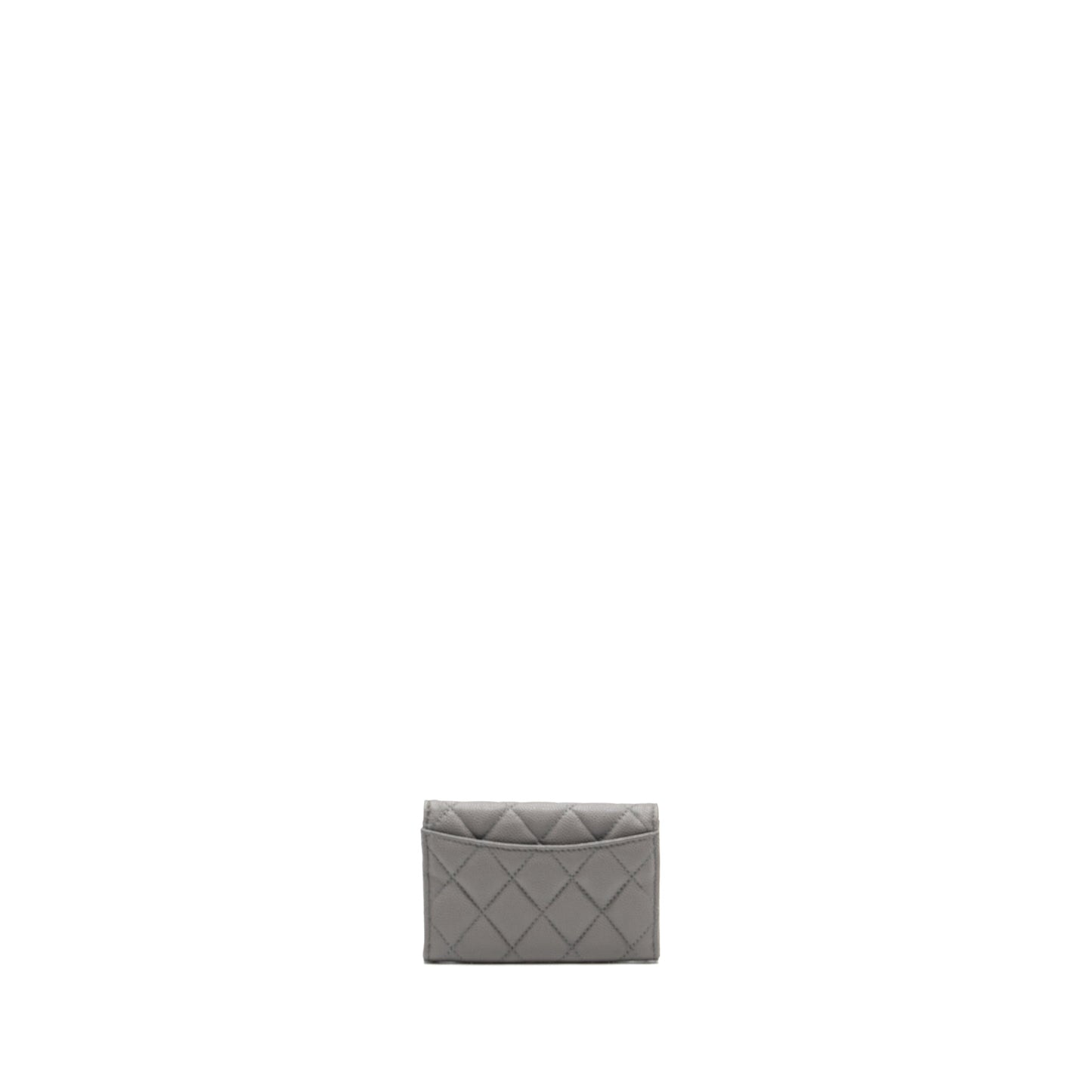Chanel classic flap card holder caviar grey L (microchip)