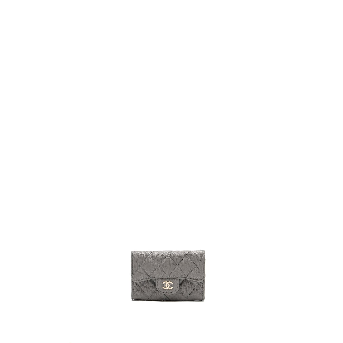 Chanel classic flap card holder caviar grey L (microchip)