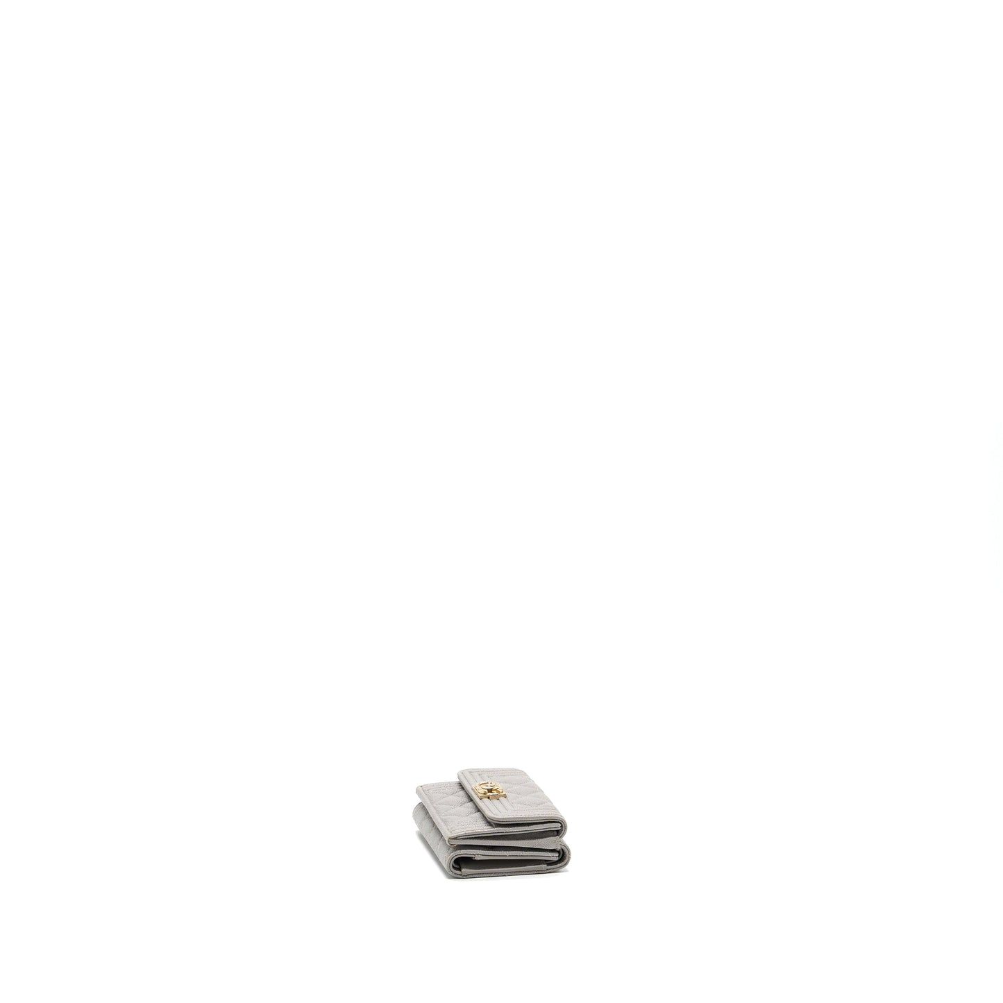 Chanel Compact Wallet Caviar Light Grey L