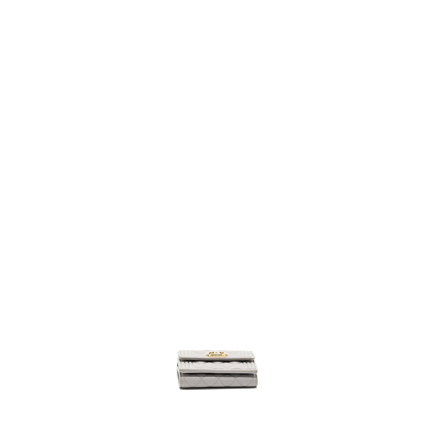 Chanel Compact Wallet Caviar Light Grey L