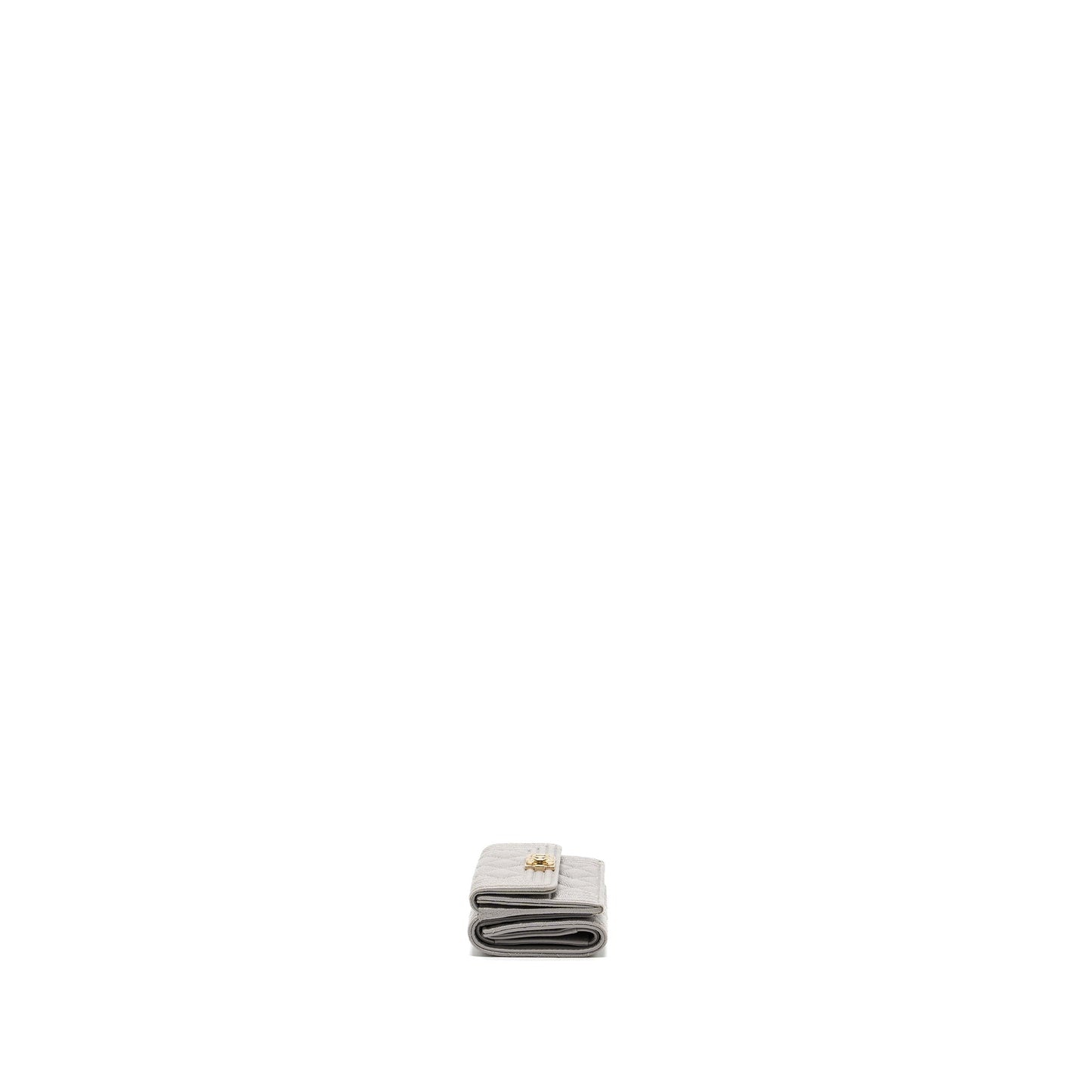 Chanel Compact Wallet Caviar Light Grey L