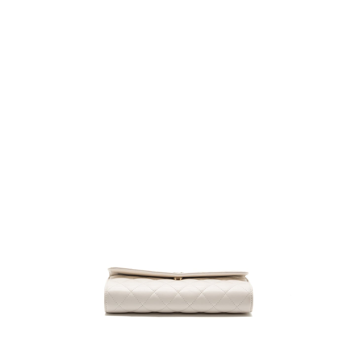Chanel Top Handle Flap Wallet with chain Lambskin White L (Microchip)