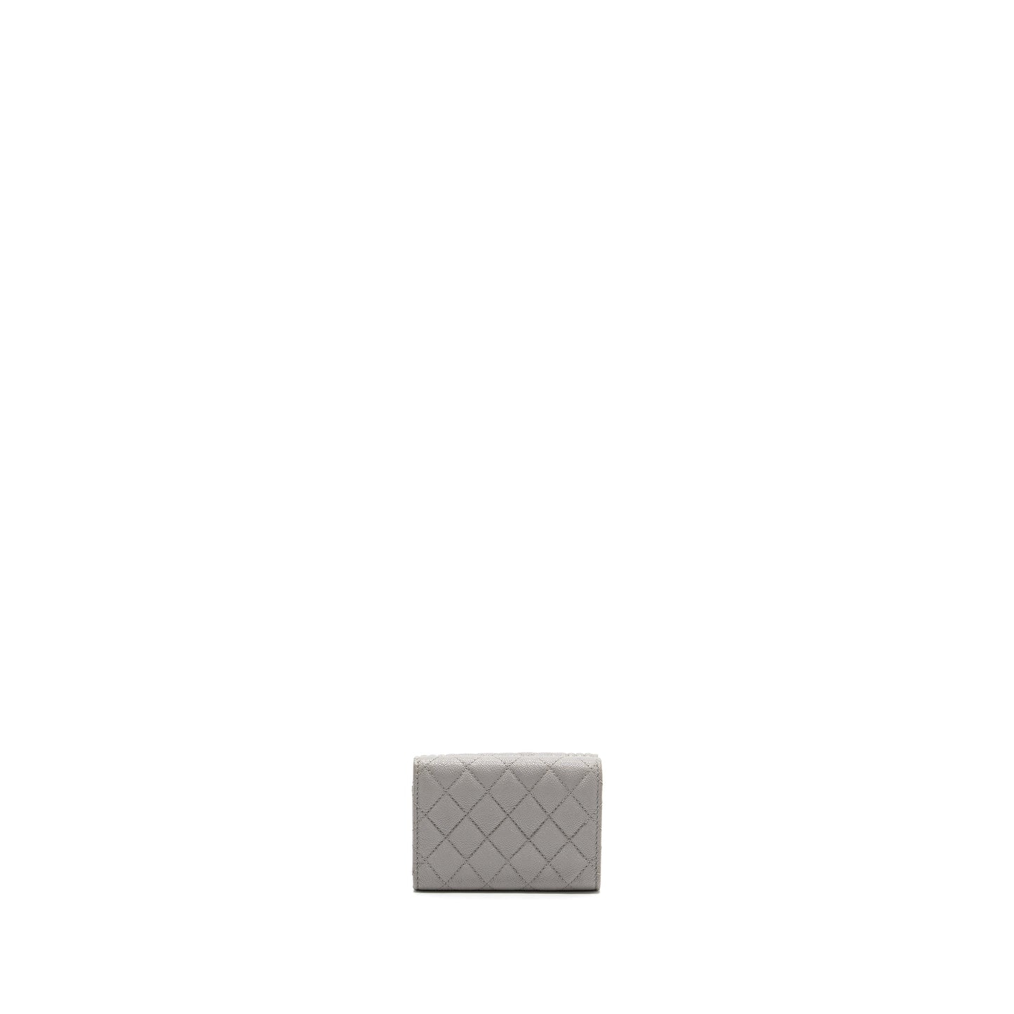 Chanel Compact Wallet Caviar Light Grey L