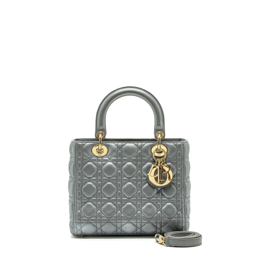 Dior Medium Lady Dior Lambskin Silver