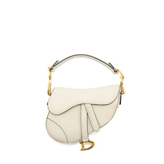 Dior Mini Saddle Purse Calfskin White Brushed