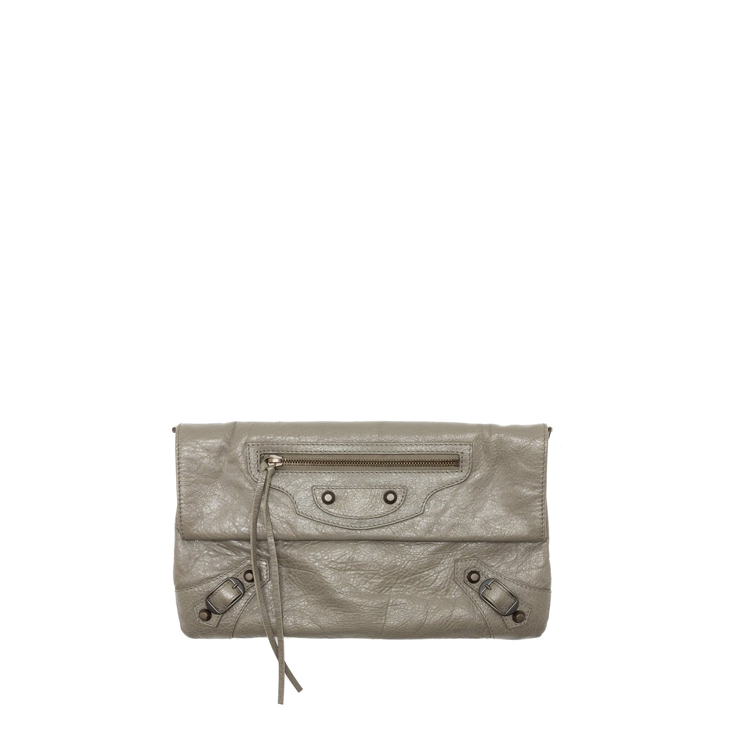 Balenciaga City Fold Clutch/Mini Purse Leather Grey Ruthenium Hardware