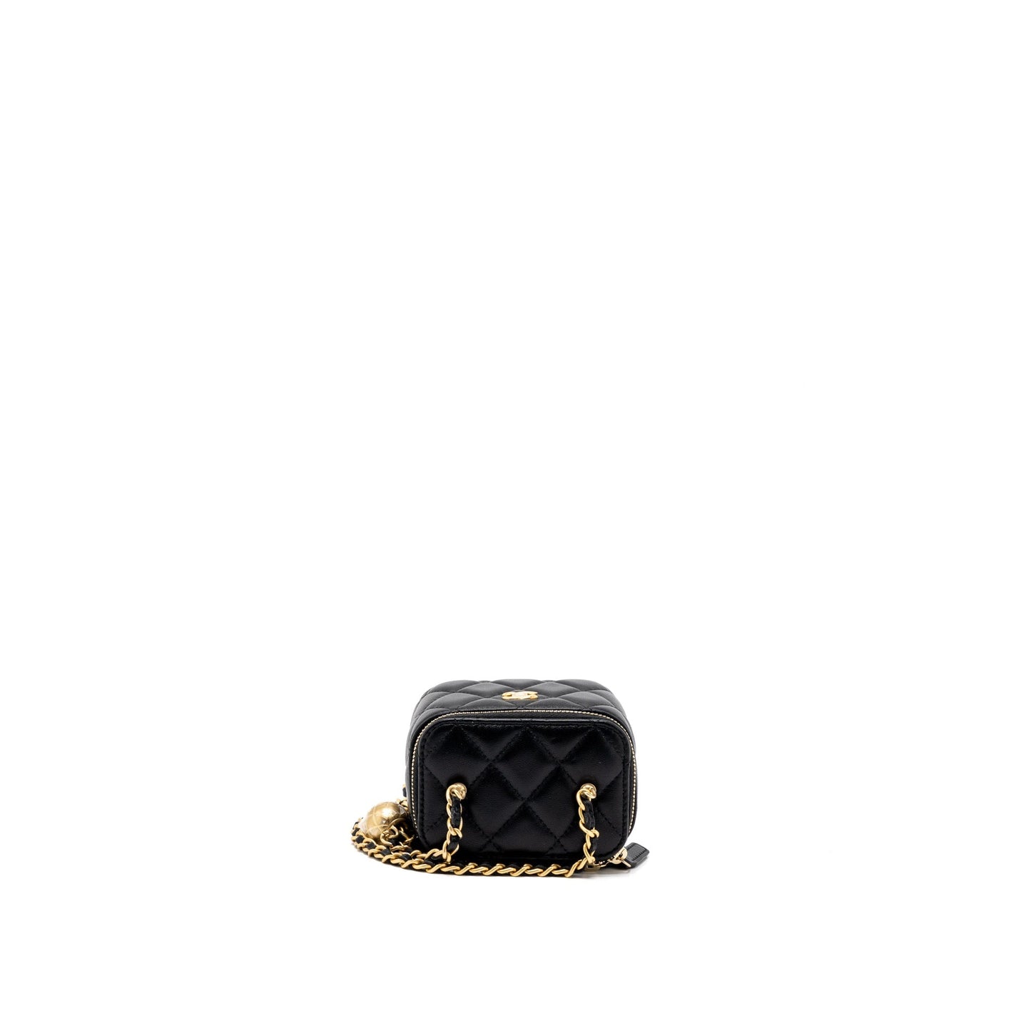 Chanel Pearl Crush Mini Vanity with Chain Lambskin Black Brushed  (Microchip)