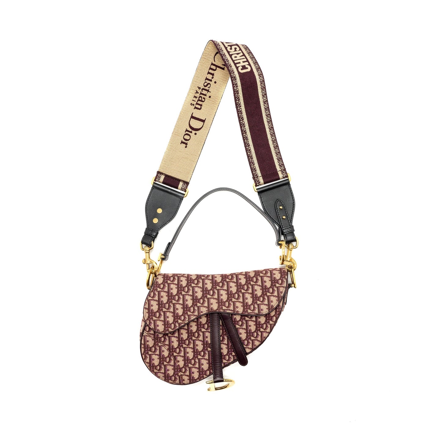 Dior Medium Saddle Purse Red Oblique Embroidery With An Extra Dior Strap