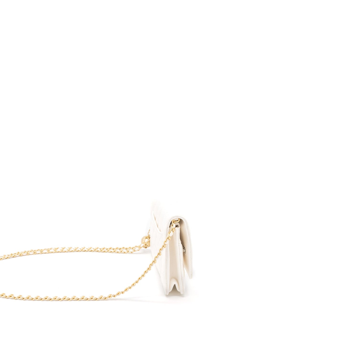 Chanel Pearl Crush Wallet on Chain Lambskin White Brushed  (Microchip)
