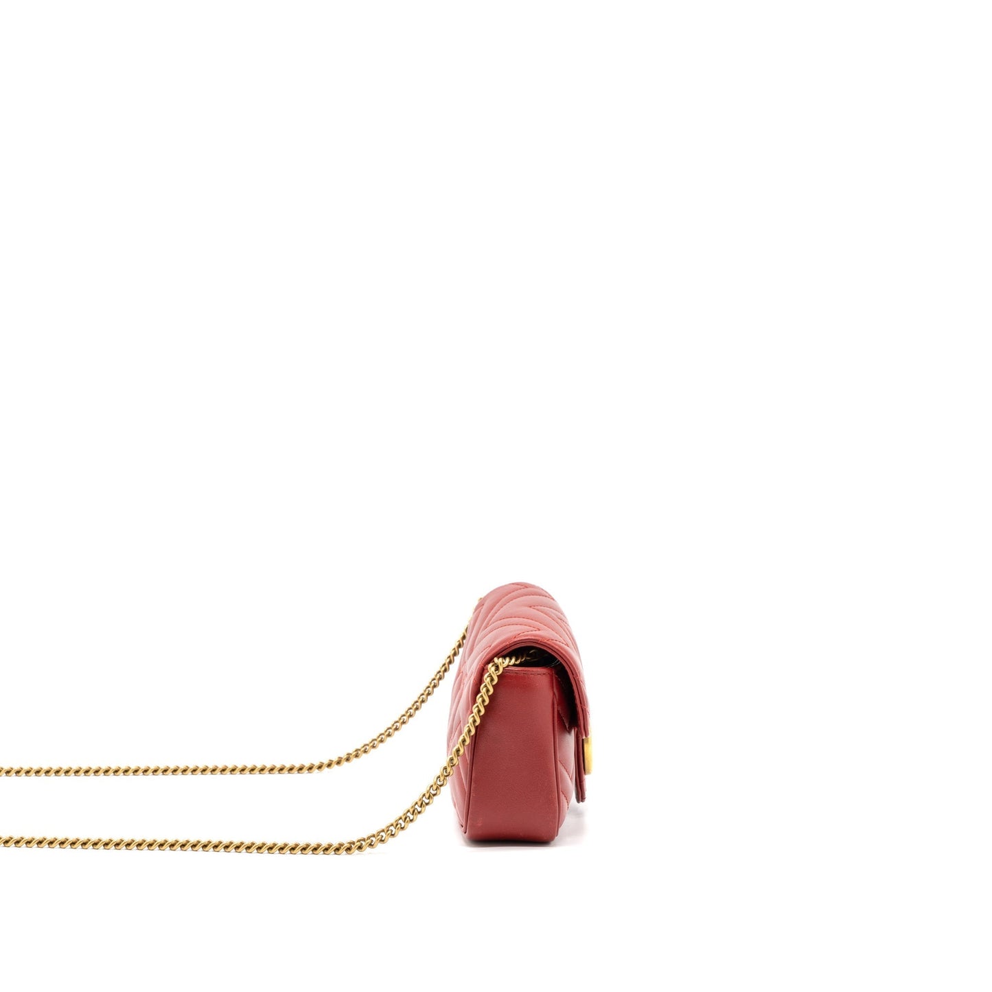 Gucci GG Marmont Super Mini Bag Matelass? Calfskin Red Brushed