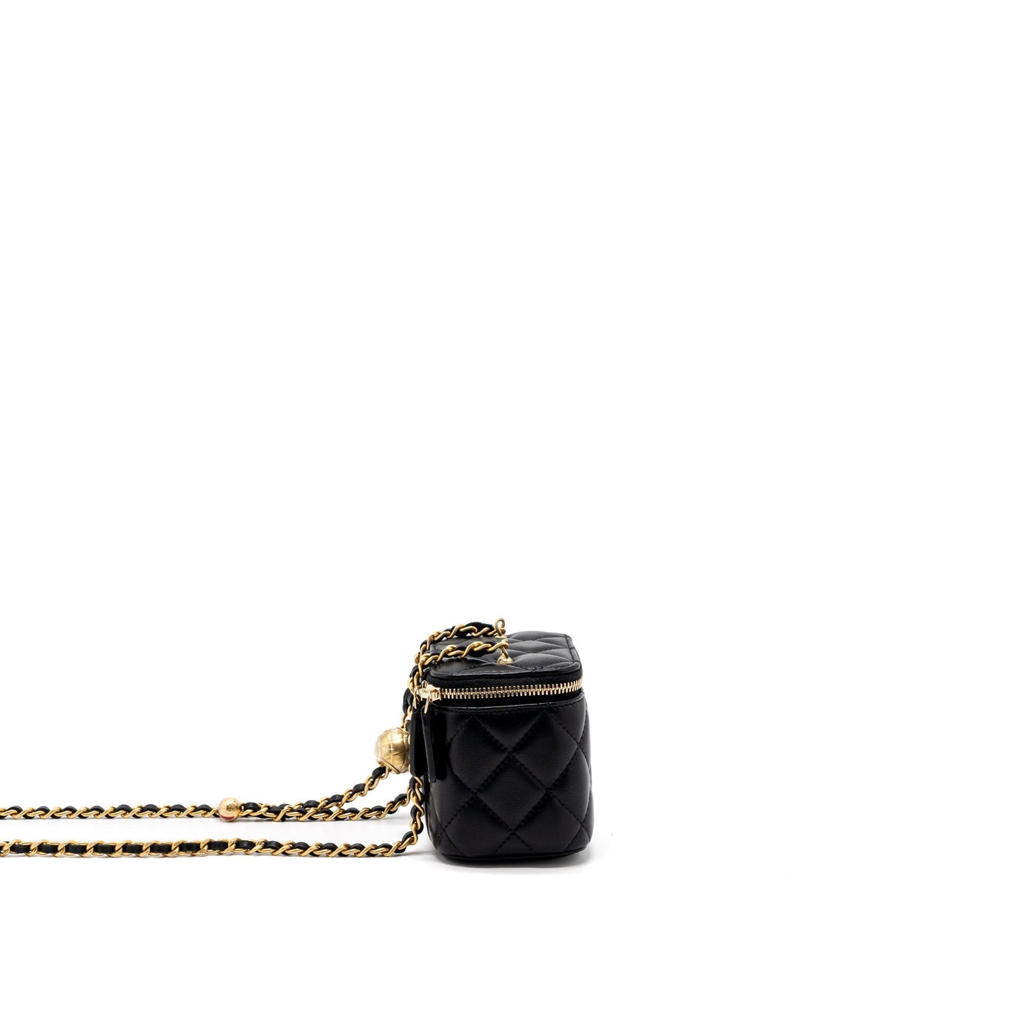 Chanel Pearl Crush Mini Vanity with Chain Lambskin Black Brushed  (Microchip)