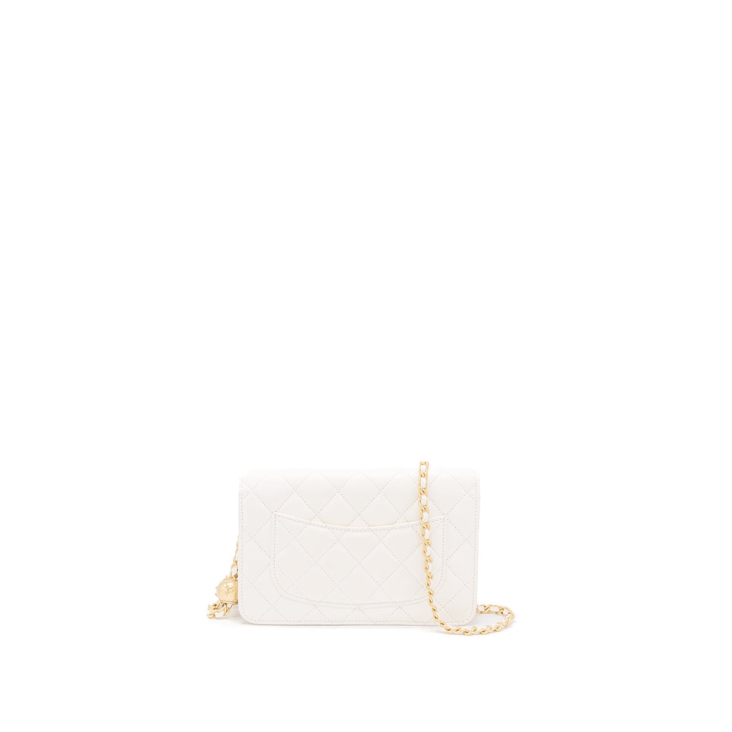 Chanel Pearl Crush Wallet on Chain Lambskin White Brushed  (Microchip)