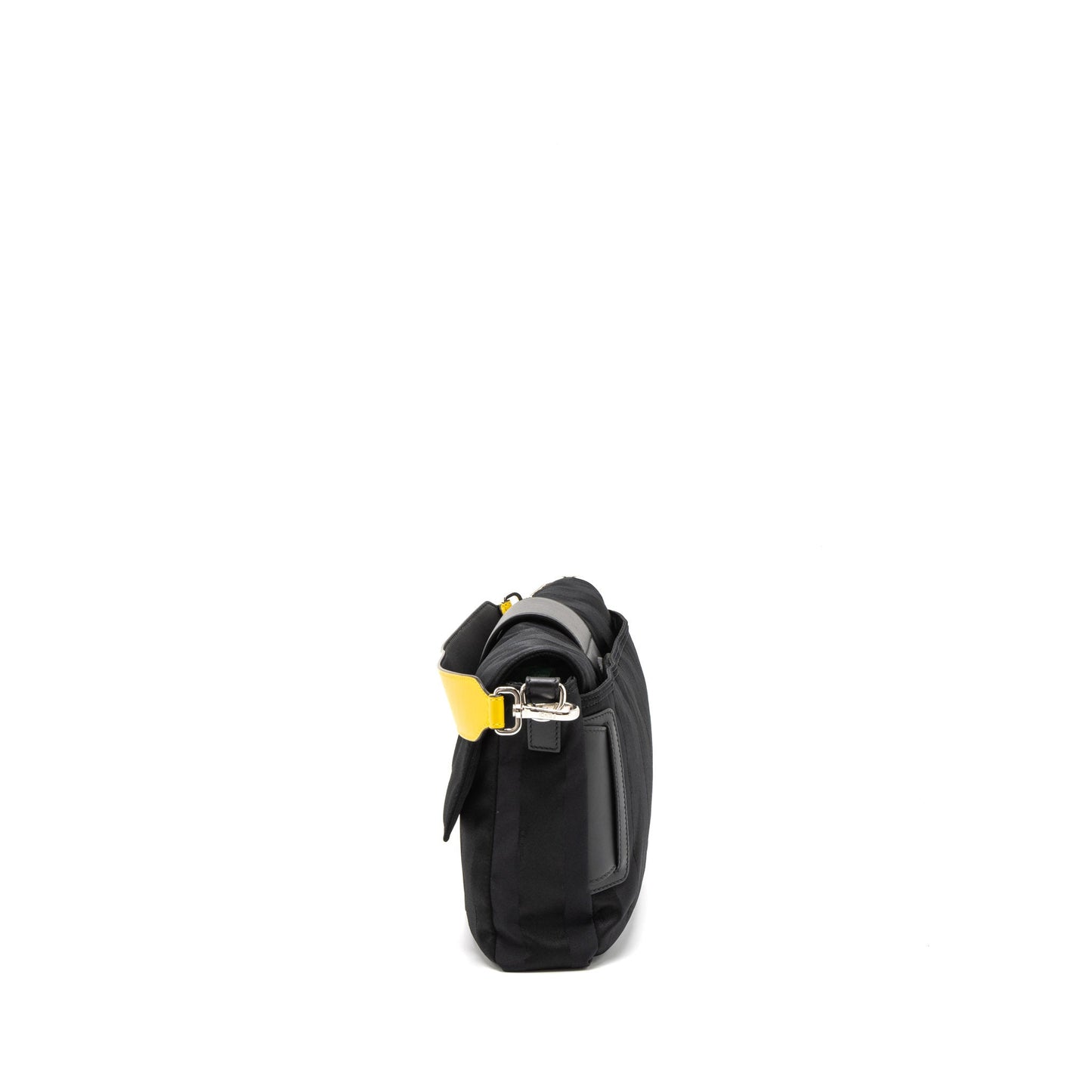 Fendi 20FW Large Baguette Purse Nylon/Leather Black/Yellow