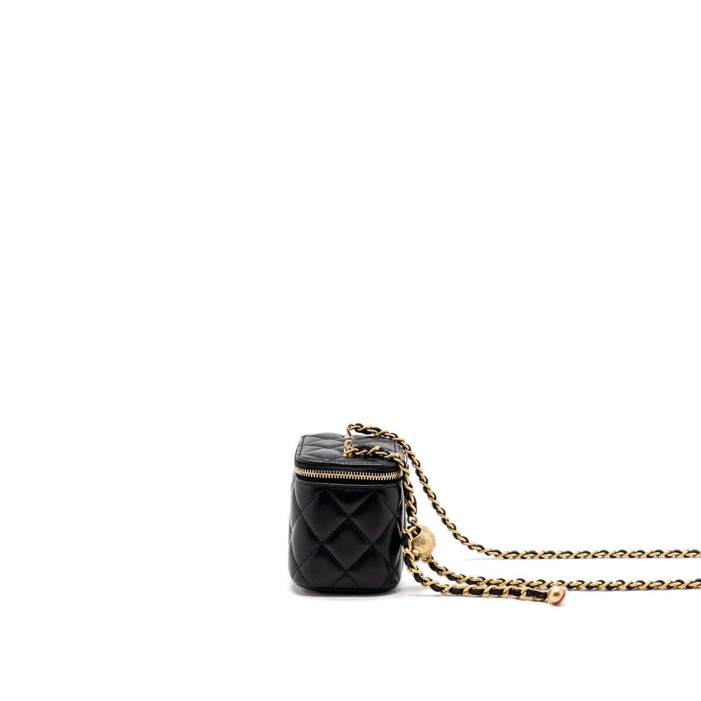 Chanel Pearl Crush Mini Vanity with Chain Lambskin Black Brushed  (Microchip)