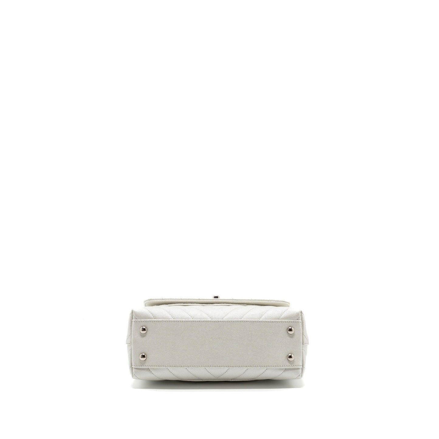 Chanel chevron small coco handle caviar iridescent white