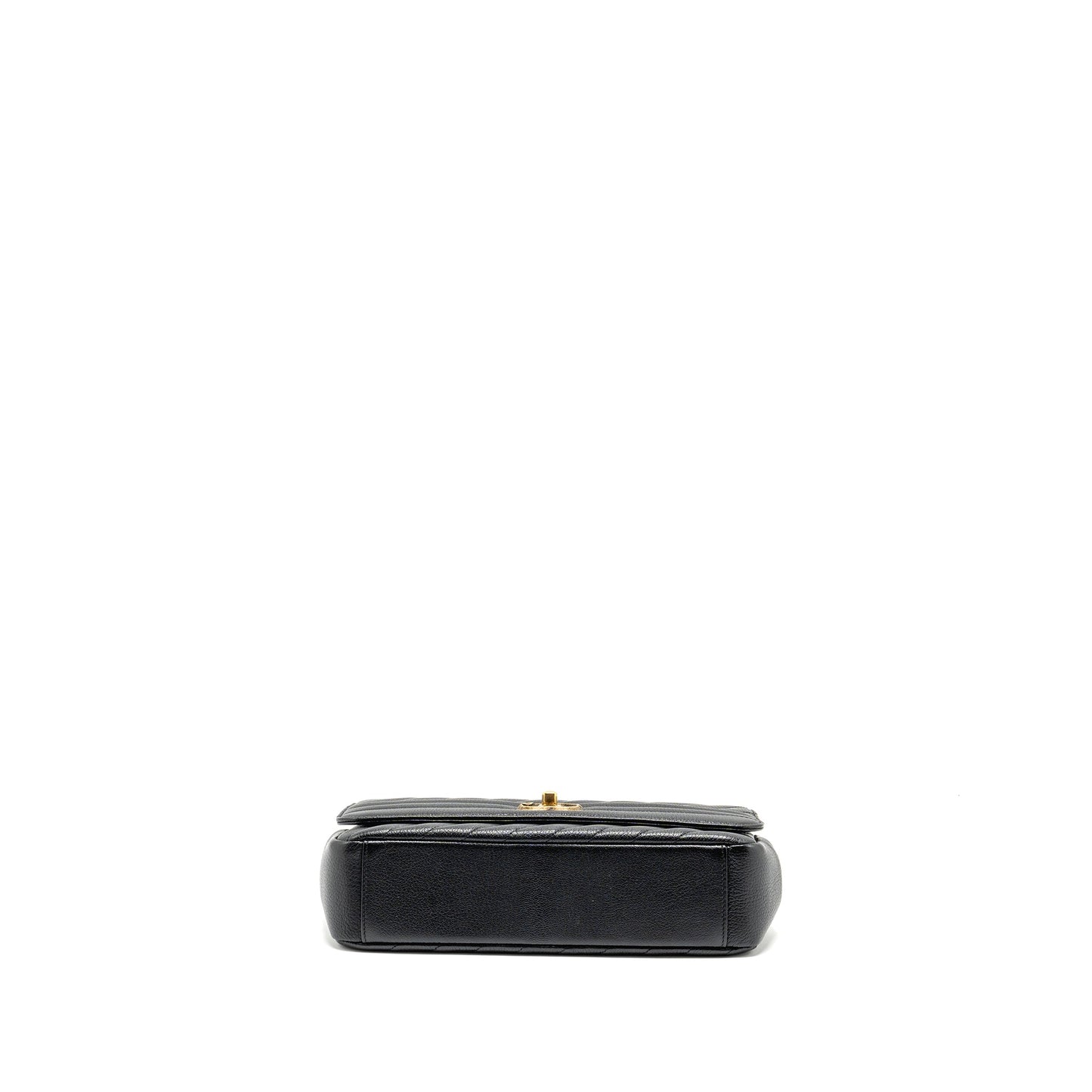 Chanel Small Diagnoal Flap Bag Shiny Goatskin Black