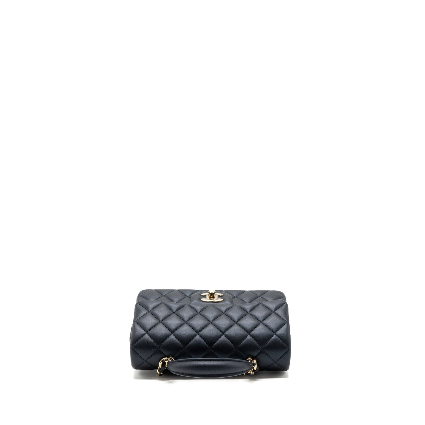 Chanel 22a Top Handle Mini Rectangular Flap Bag Lambskin Dark Blue L(Microchip)