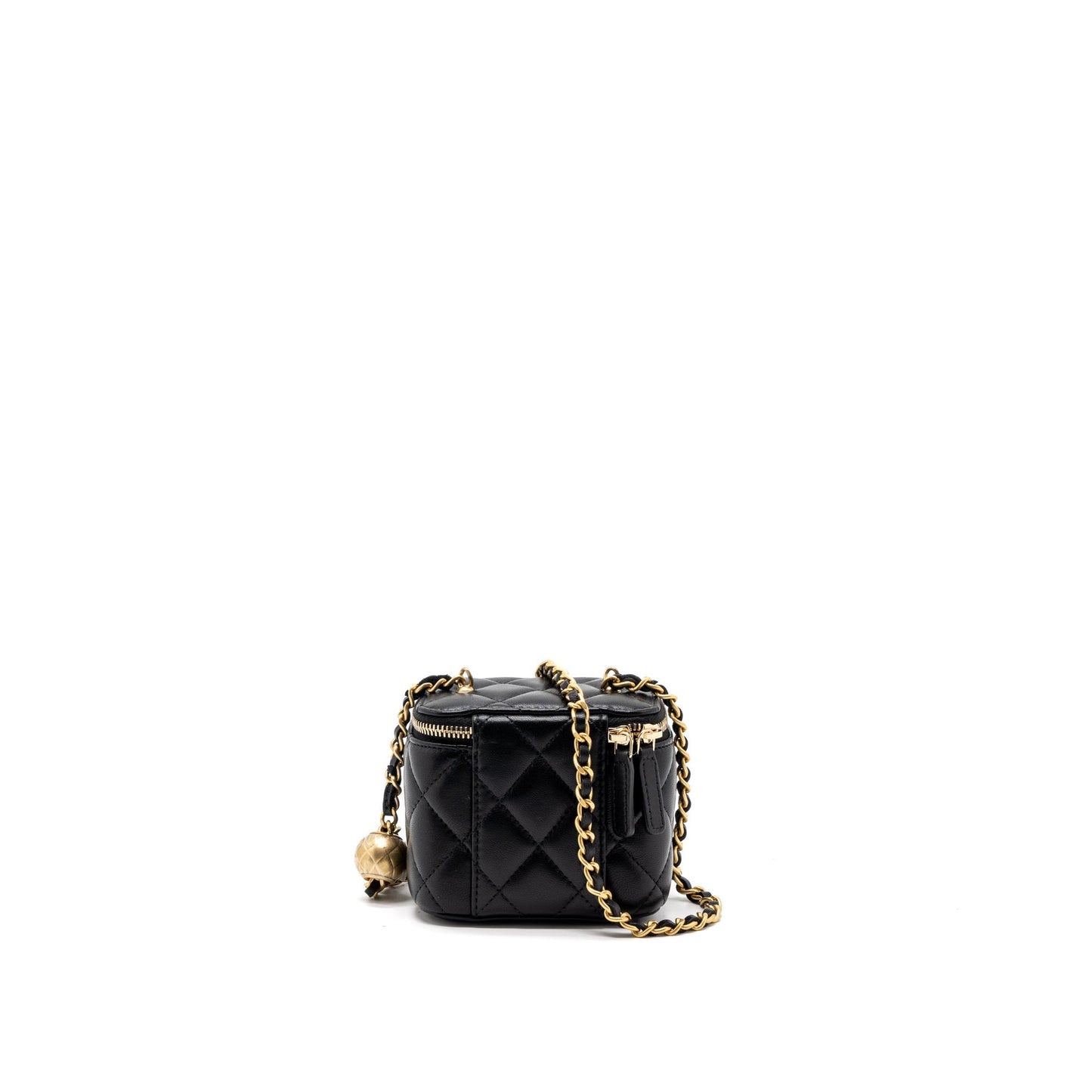 Chanel Pearl Crush Mini Vanity with Chain Lambskin Black Brushed  (Microchip)