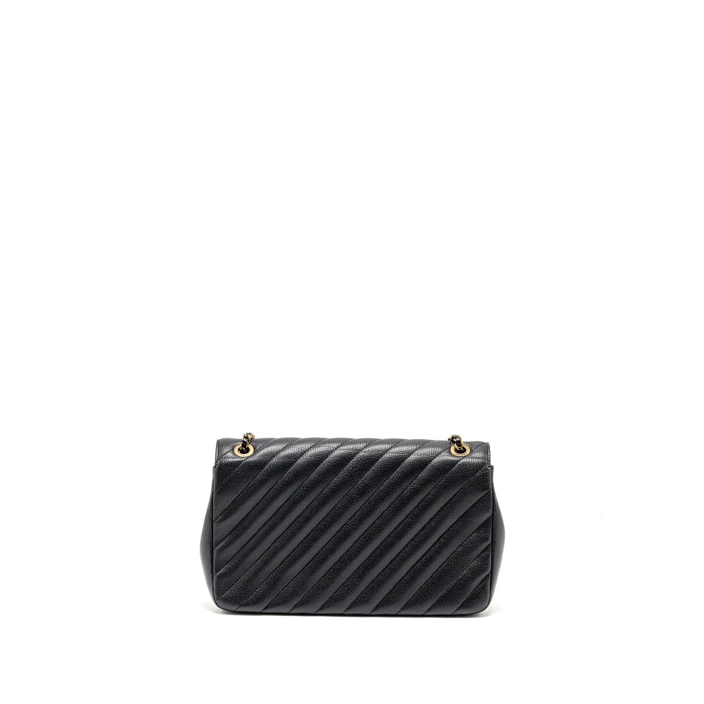 Chanel Small Diagnoal Flap Bag Shiny Goatskin Black