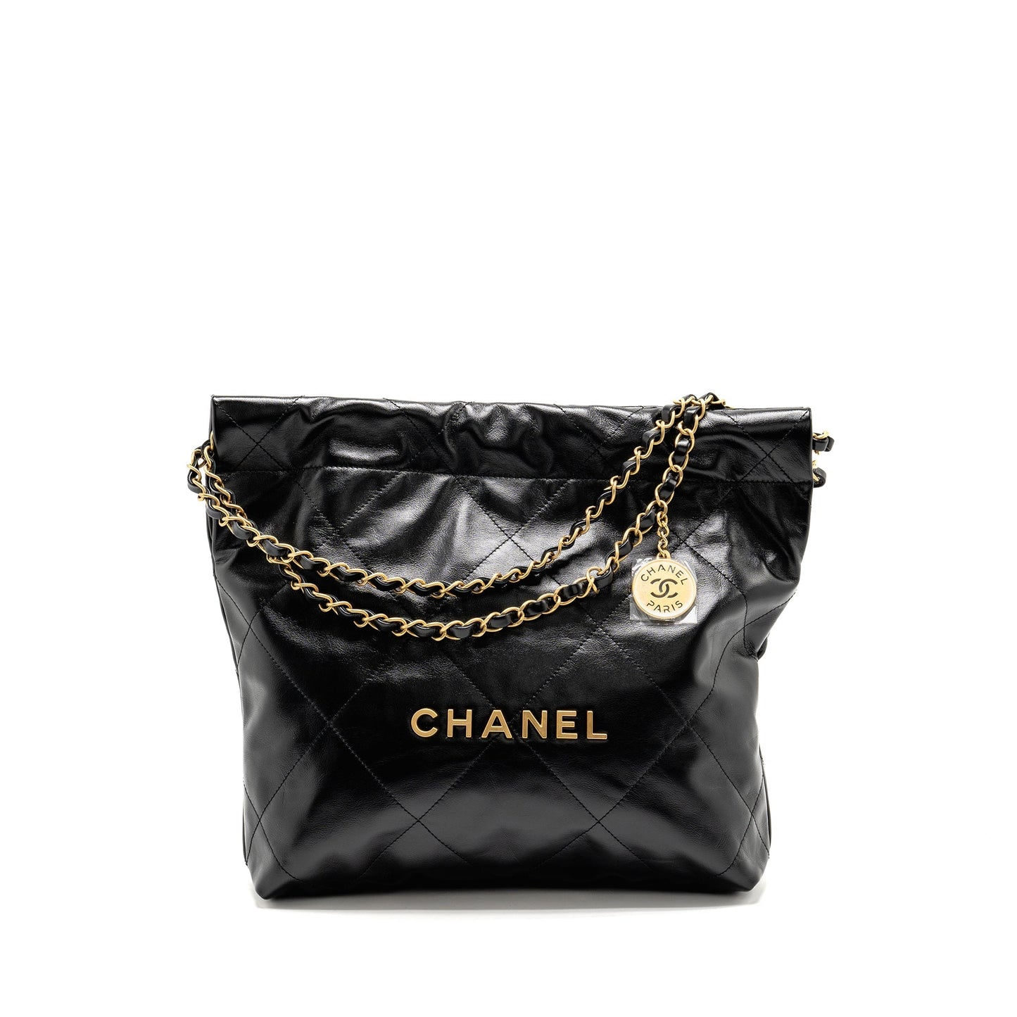 Chanel Small 22 Bag Shiny Calfskin Black (microchip)