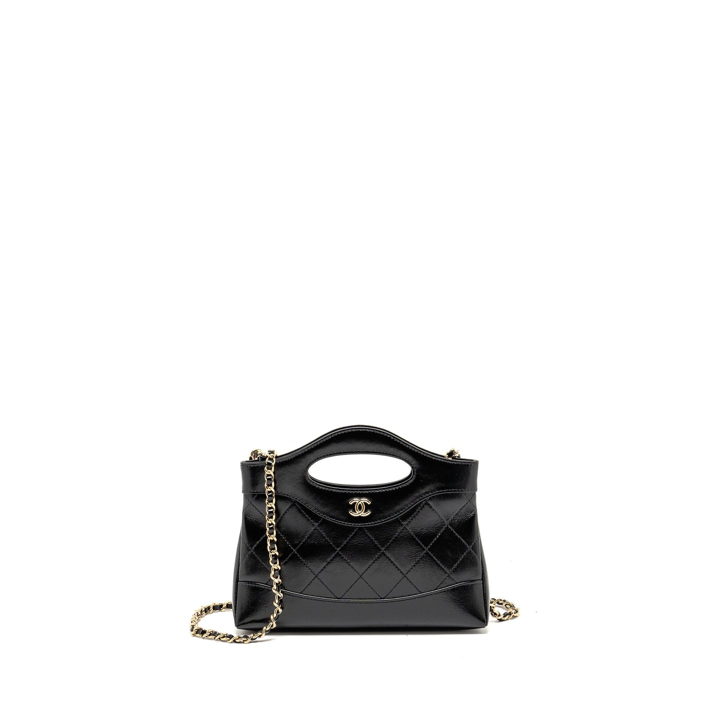 Chanel 24c Mini 31 Clutch With Chain Shiny Calfskin Black L (Microchip)