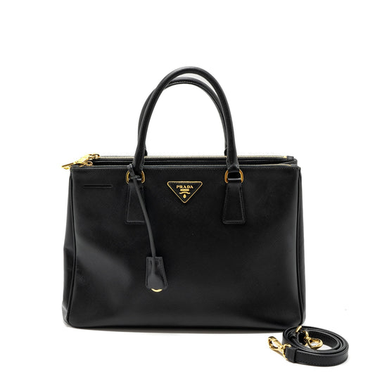 Prada Galleria Saffiano Tote Purse Calfskin Black