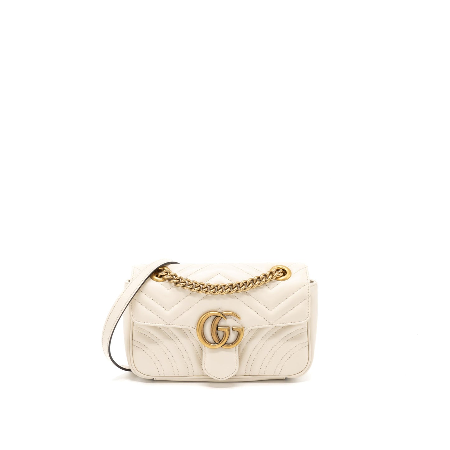 Gucci GG Marmont Mini Bag Matelass? Calfskin White Brushed