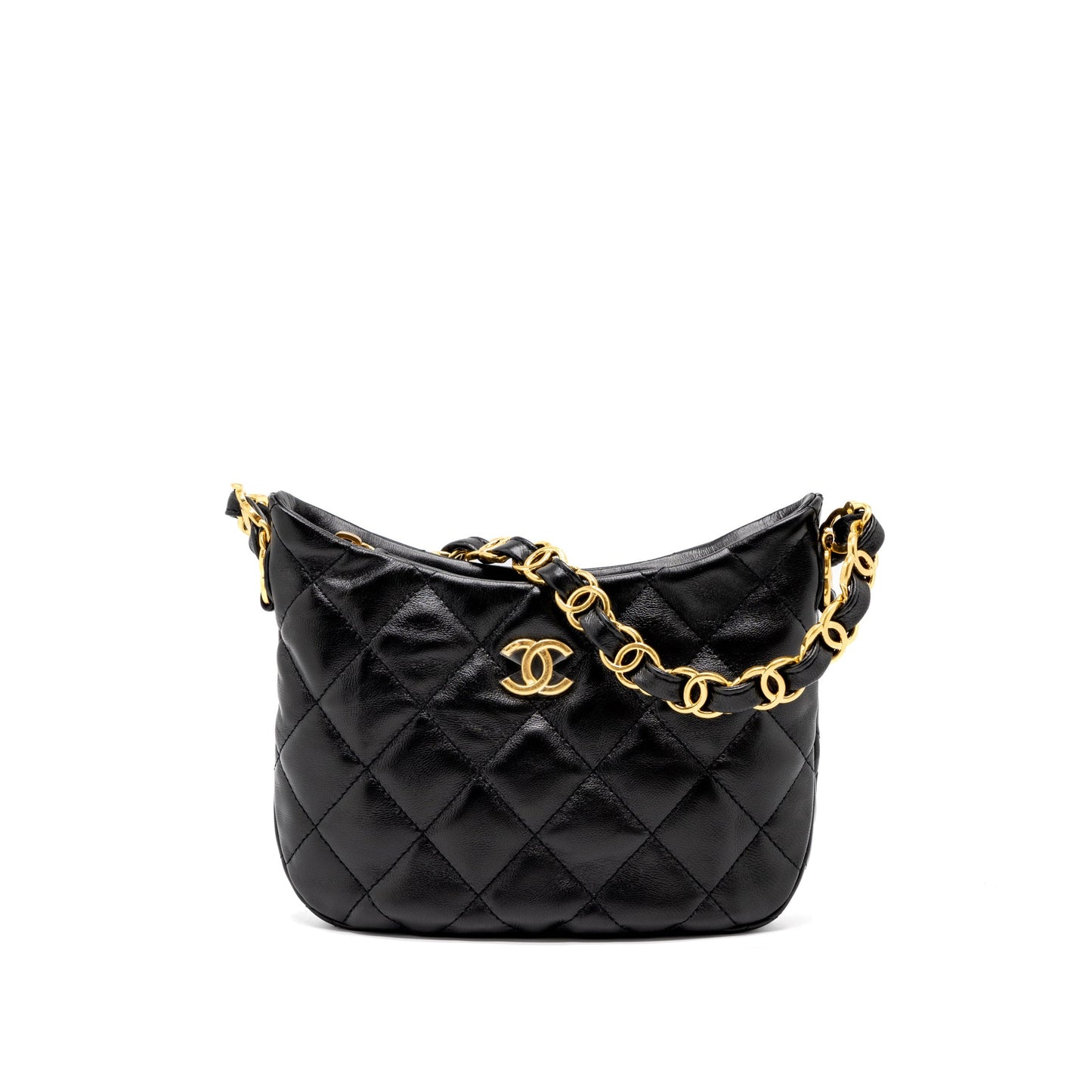 Chanel 22k Hobo Shoulder Bag Lambskin Black  (Microchip)