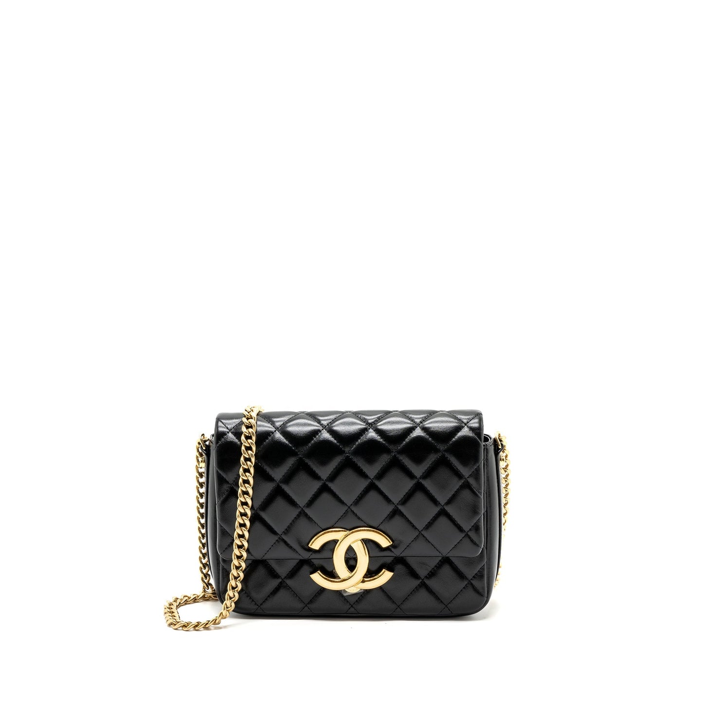 Chanel Giant CC Logo Flap bag Lambskin Black (microchip)