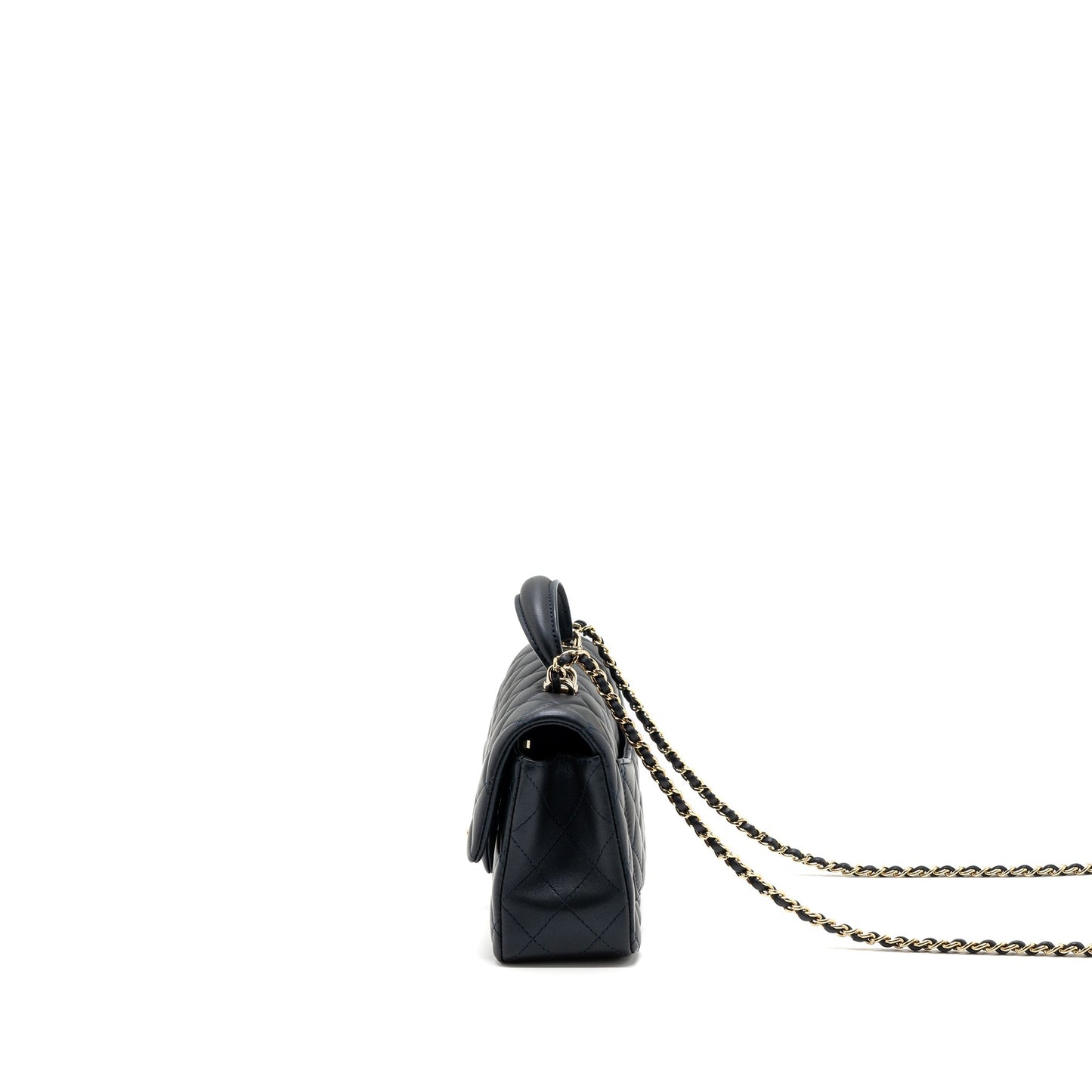 Chanel 22a Top Handle Mini Rectangular Flap Bag Lambskin Dark Blue L(Microchip)