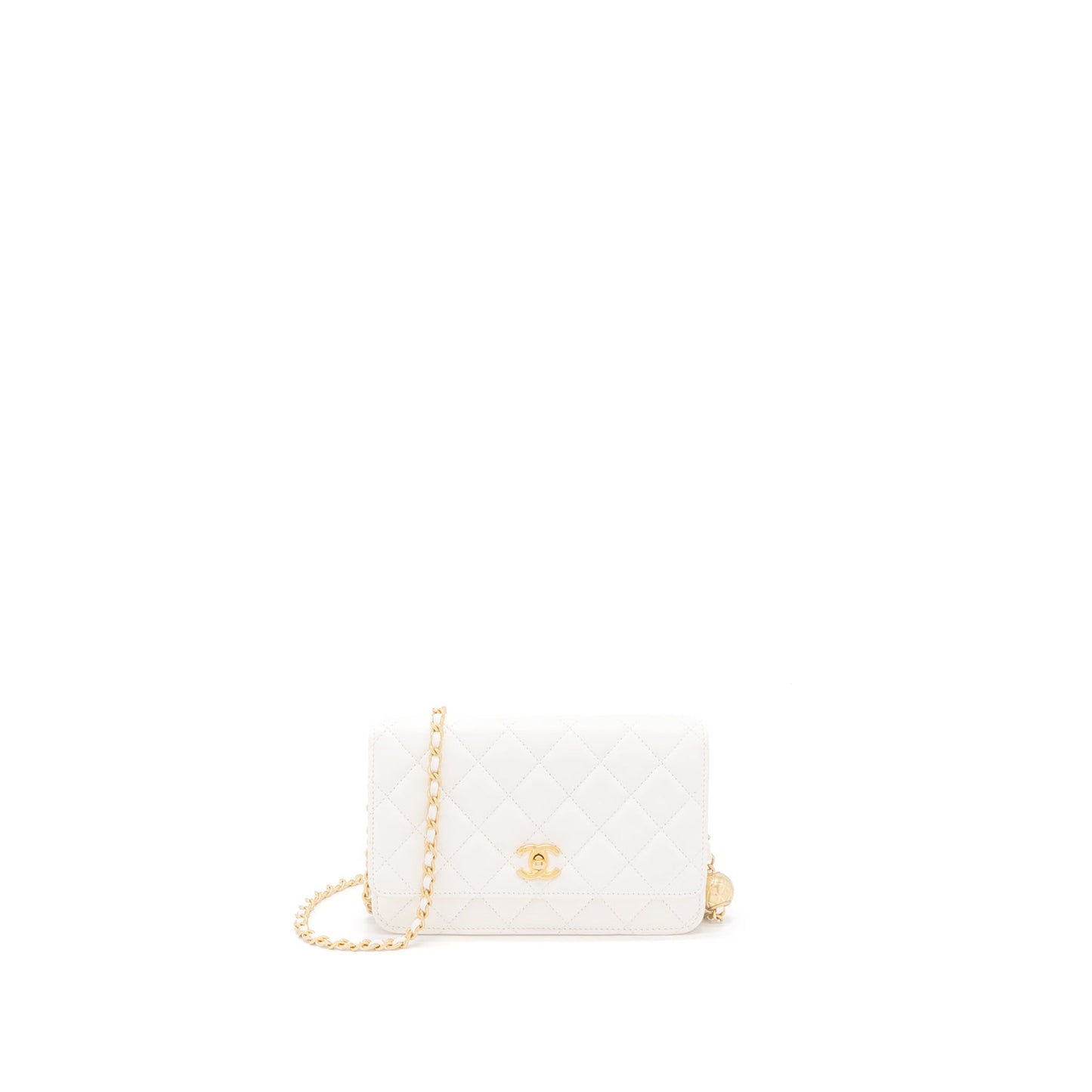 Chanel Pearl Crush Wallet on Chain Lambskin White Brushed  (Microchip)