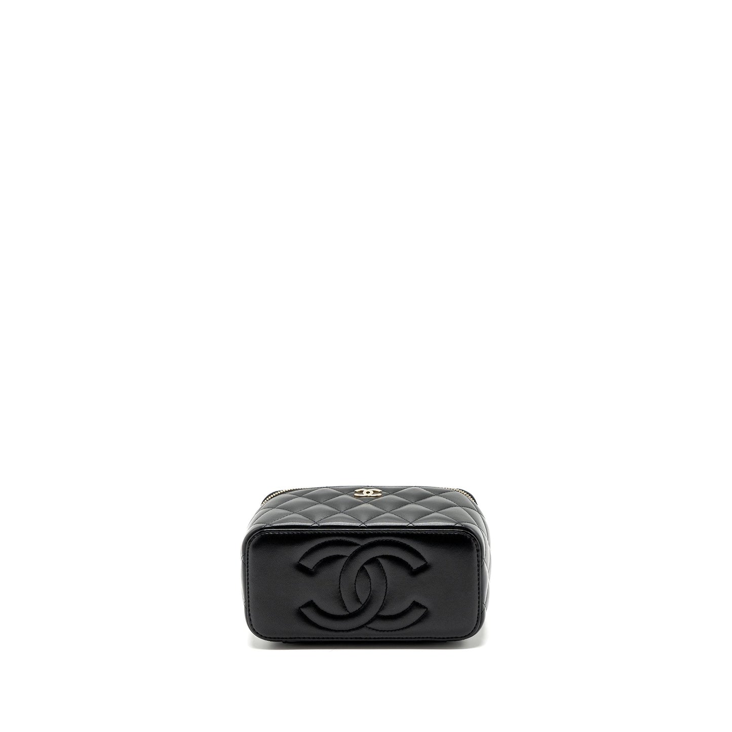 Chanel Top Handle Long Vanity With Chain Lambskin Black L(Microchip)