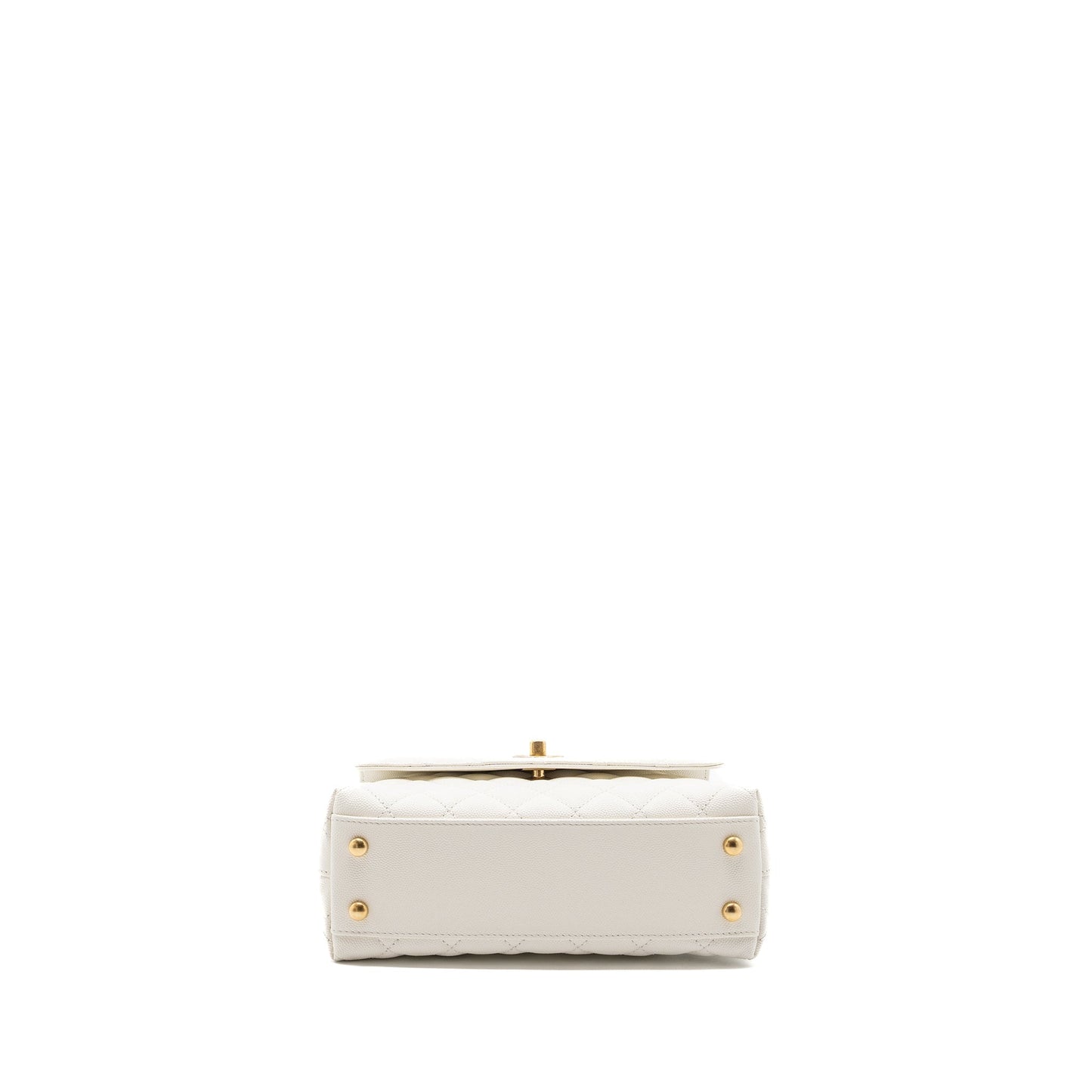 Chanel 23P detailed top handle Small coco handle caviar white  (microchip )