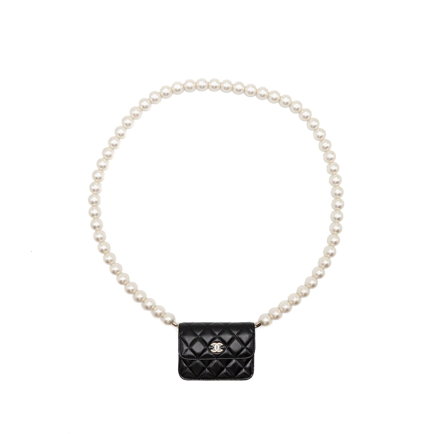 Chanel Maxi Pearl Clutch with Chain Lambskin Black