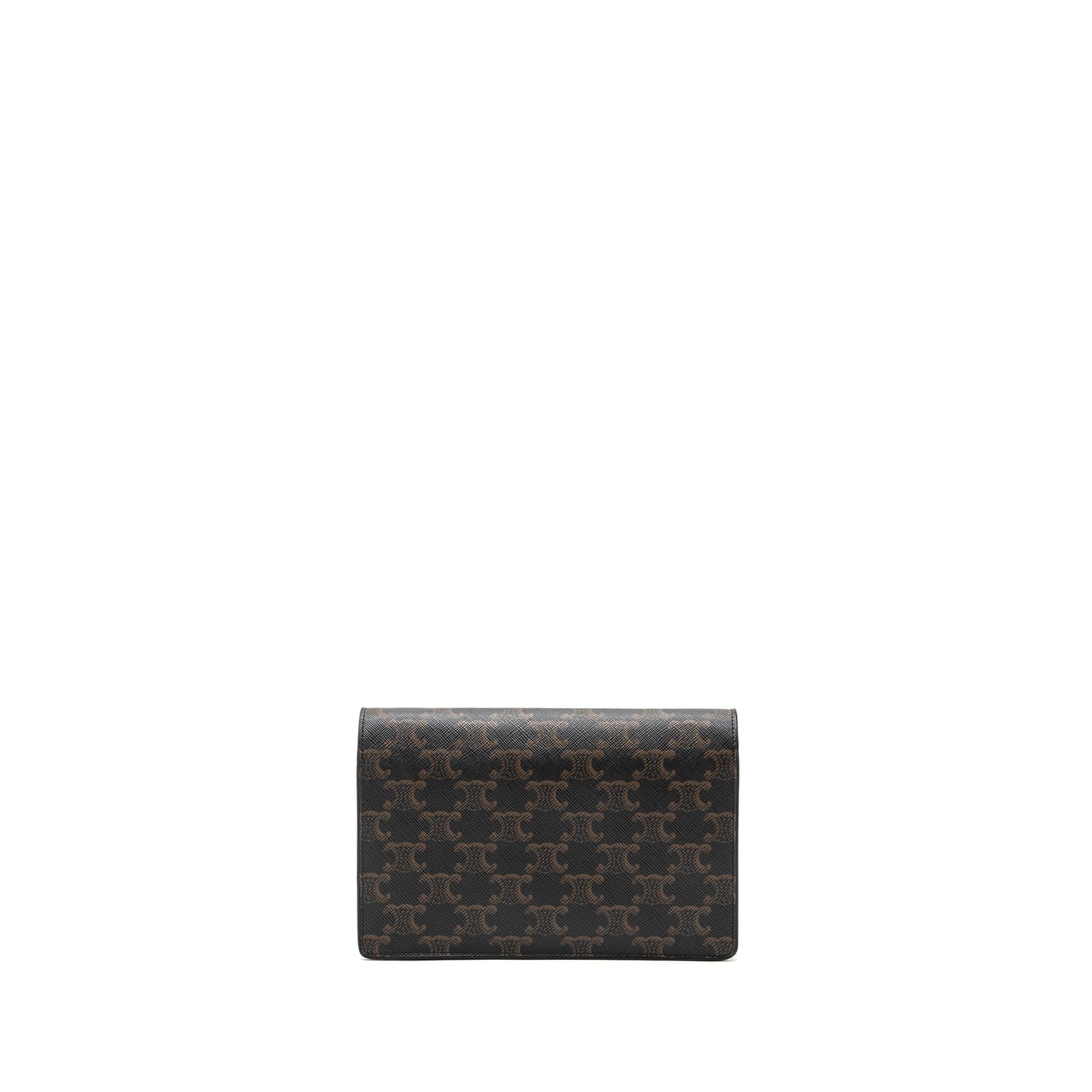 Luxury CELINE wallet on strap triomphe canvas / lambskin tan