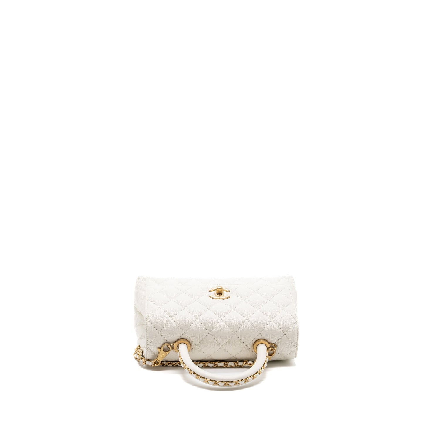 Chanel 23P detailed top handle Small coco handle caviar white  (microchip )