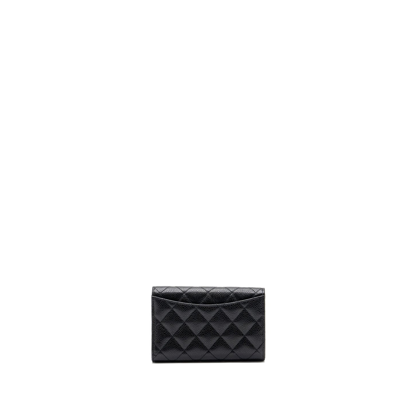 Chanel quilted medium flap compact wallet caviar black  (microchip)